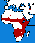 Carte de la répartition du guépard.